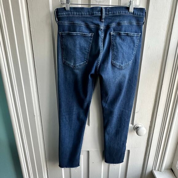 Agolde Sophie High Rise Raw Hem Crop Skinny Jean Dark Wash - Picture 7 of 10